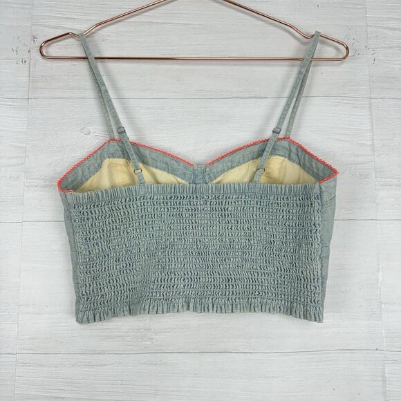 NWT American Eagle Cropped Tank Top Size M Blue Denim Chambray Smocked Y2K Twee - Picture 5 of 13